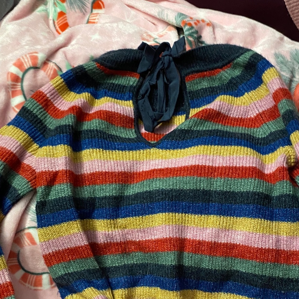 Abercrombie & Fitch Colorful Striped V-Neck Sweater